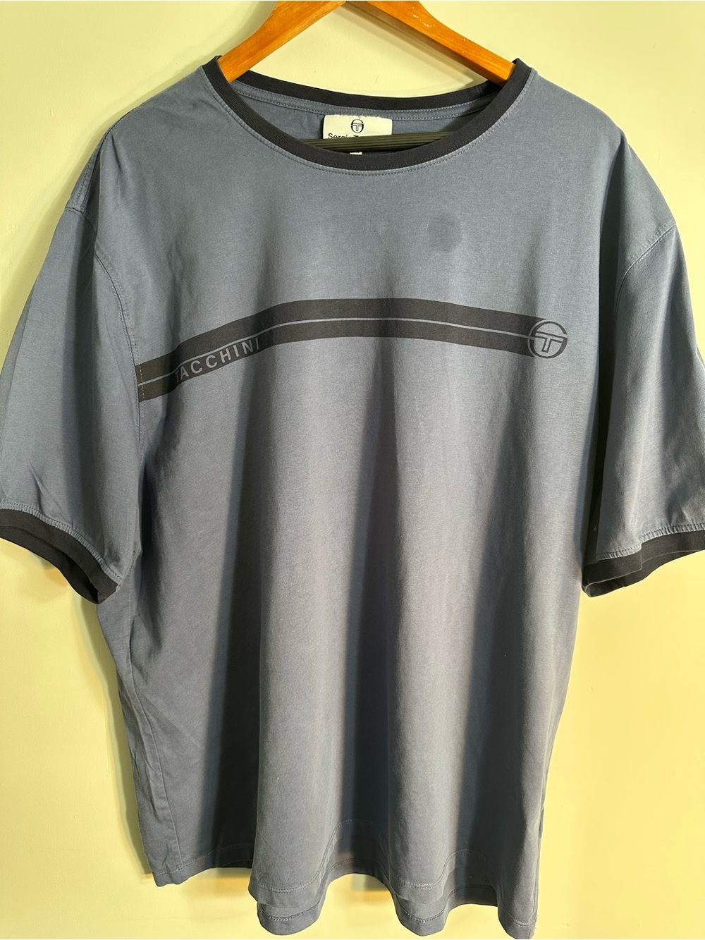 Sergio Tacchini Slate Blue Short Sleeve Logo Tee with Dark Trim